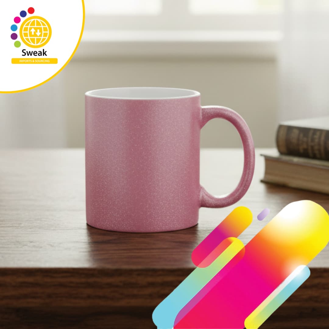 SUBLIMATION GLITTER PINK MUG